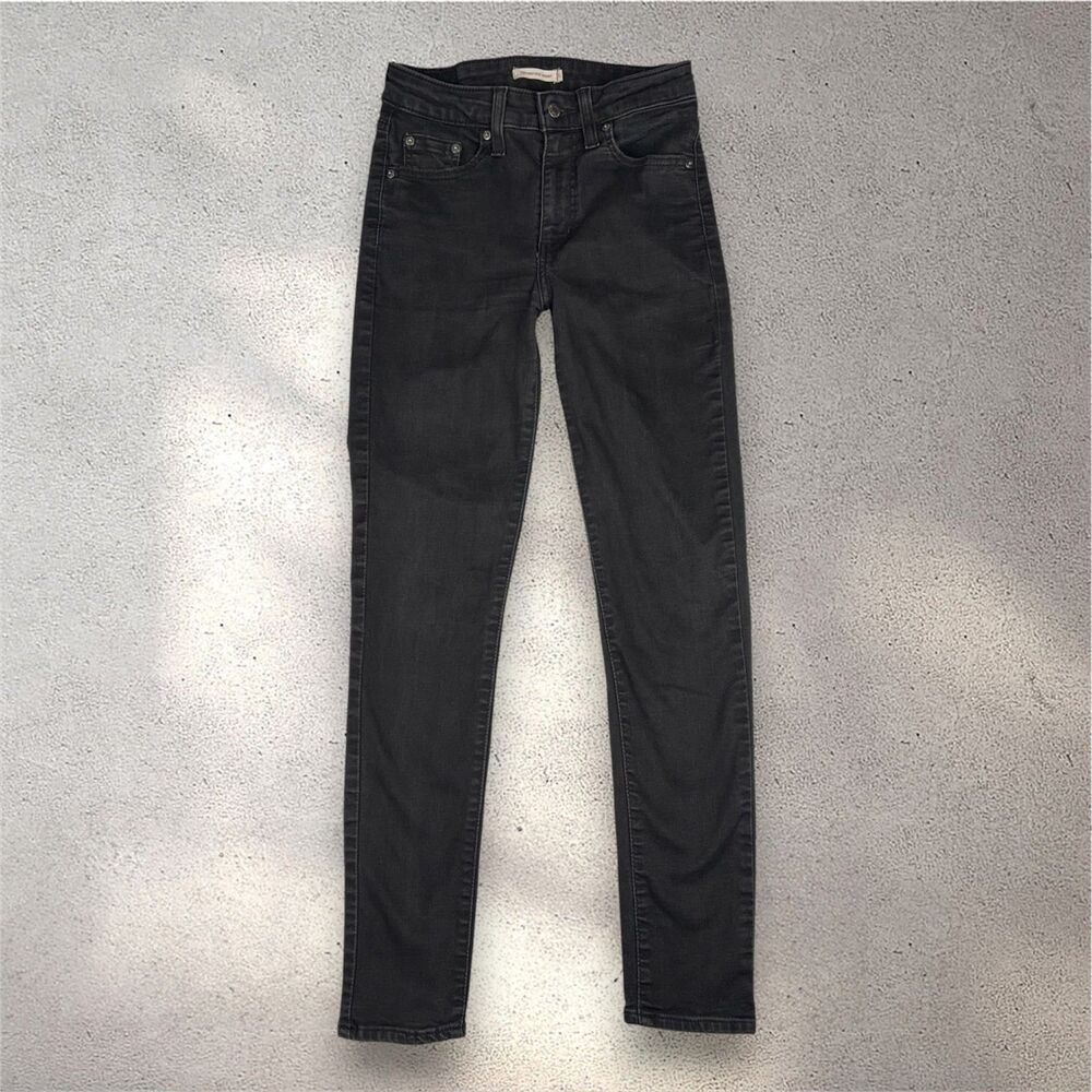 Levi's 721 High Rise Skinny Jeans Women's 26x30 Black Stretch Denim Logo Cotton